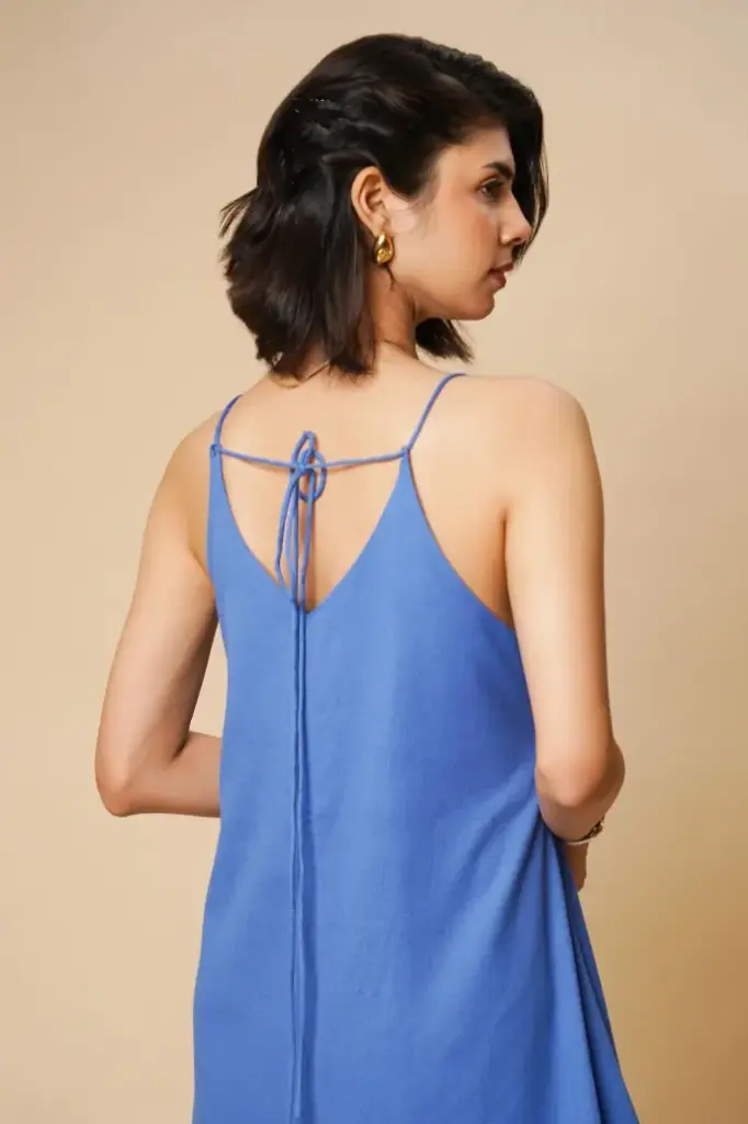 FRILL STRING DRESS POW. BLUE