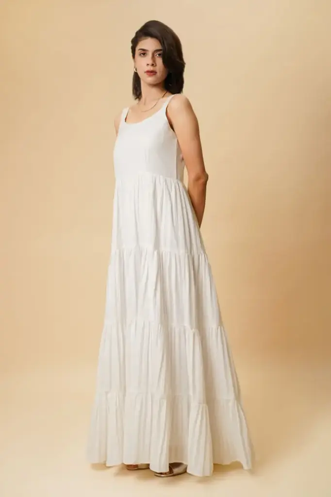 TIER LONG DRESS (WHITE)