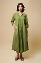 OLIVE GREEN SHIRT DRESS
