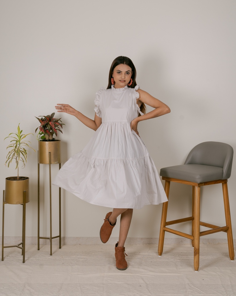 RUFFLE SLEEVE+NECK(WHITE)