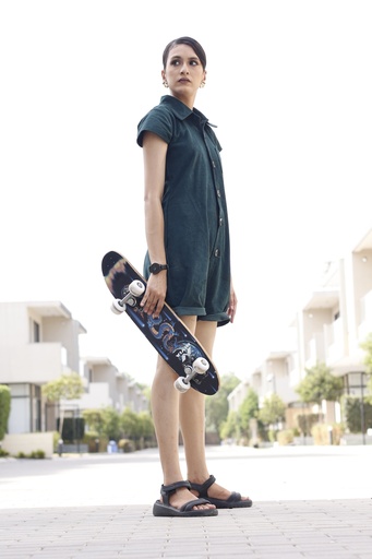 GREEN CORDUROY JUMPSUIT DRESS